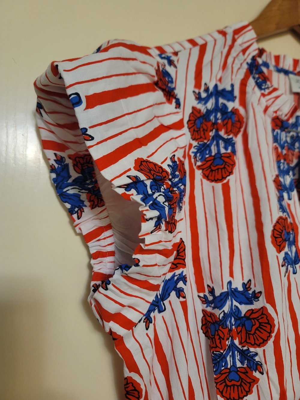 J. Crew White Dress with Red Stripes & Blue Floral Print Size 18 NWT - Picture 7 of 12